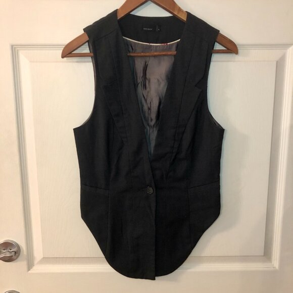 [Women's EU 36 S] VERO MODA Tailored Waistcoat Vest High-Low Hem Minimalist - Picture 2 of 10
